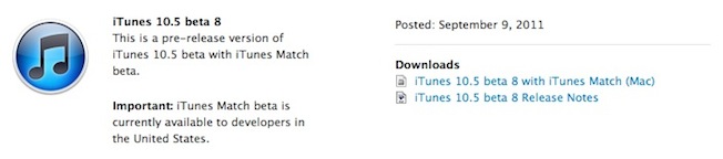 iTunes 10.5 beta 8