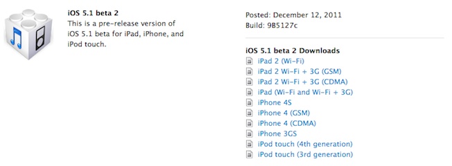 Apple iOS 5.1 beta 2