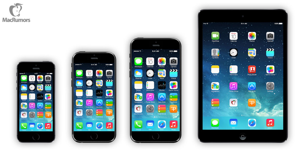 iPhone 6 sized up 5s and mini in renders