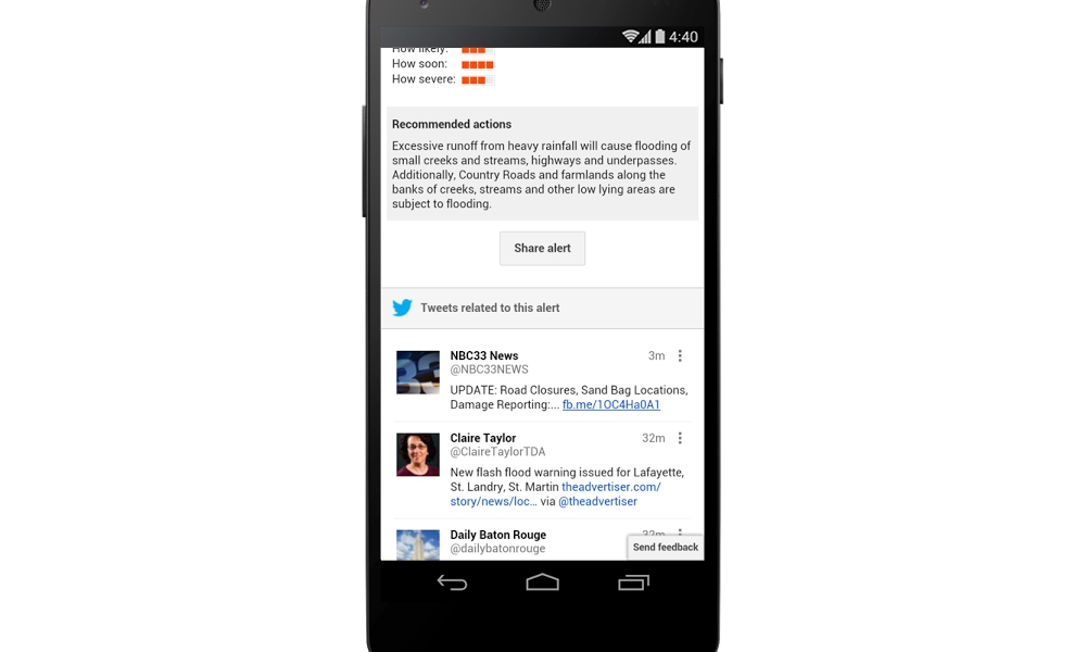 Google Public Alerts will begin pulling in tweets to help save us from