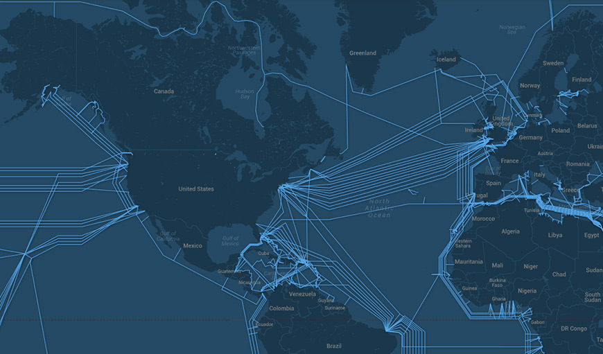 Карта подводных интернет кабелей