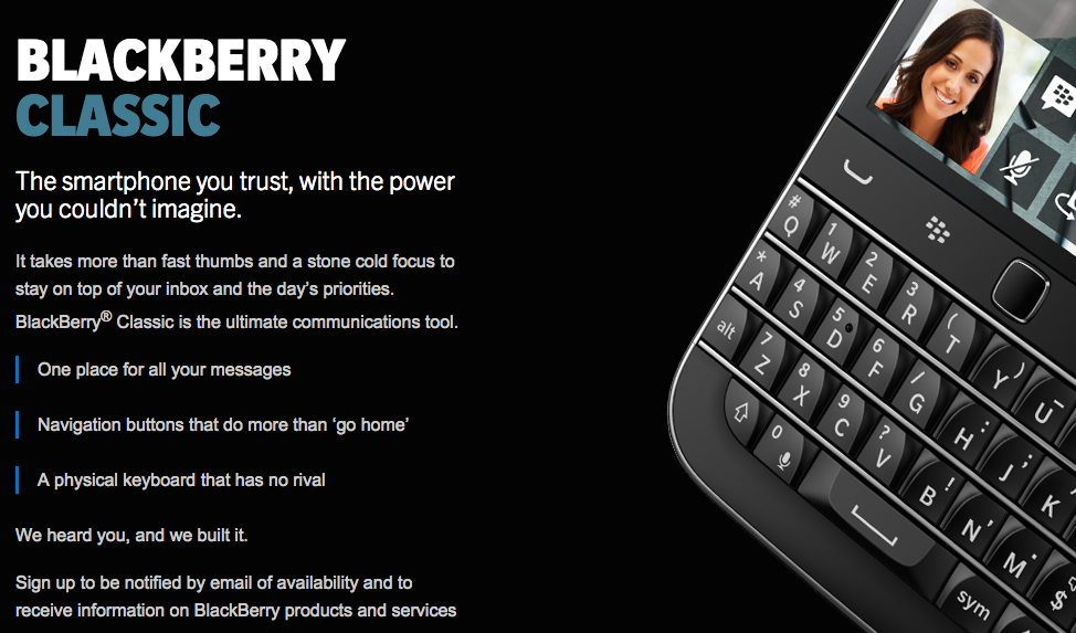 BlackBerry Classic Preorder Page