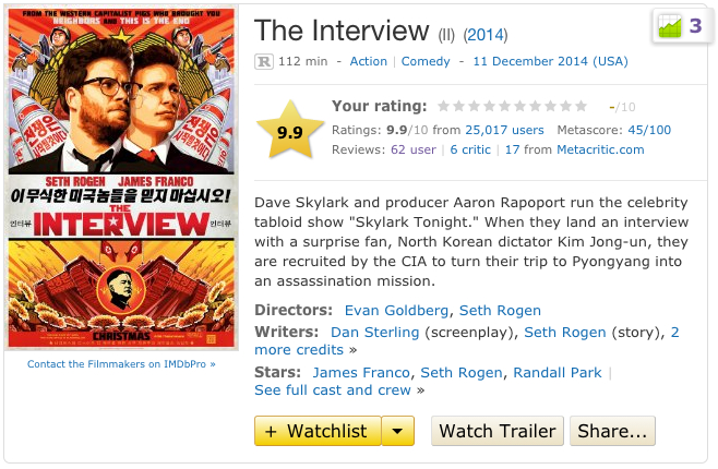 The Interview Movie Reviews and Rating