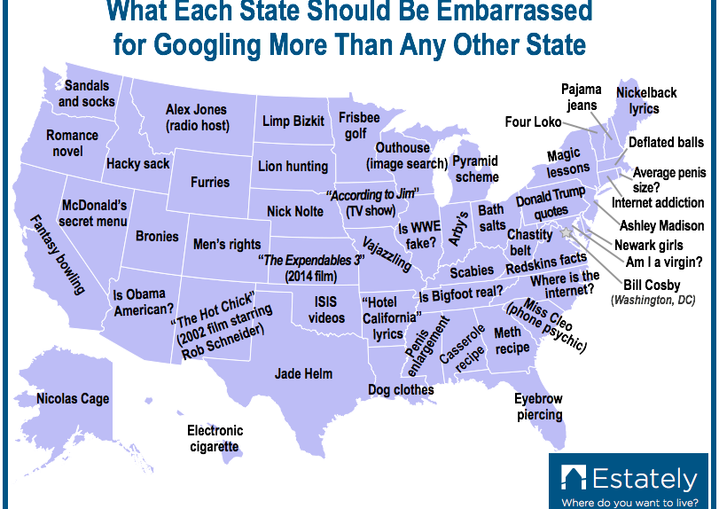 Most Embarrassing Google Searches By State