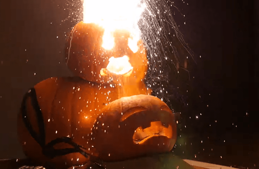 Halloween Pumpkins Thermite Fire Video