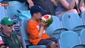 Kid Eating Watermelon Stadium