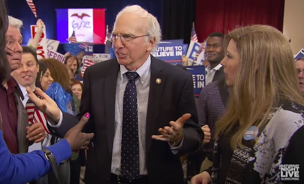 Watch Larry David Impersonate Bernie Sanders In Snls Hilarious Bern Your Enthusiasm Spoof