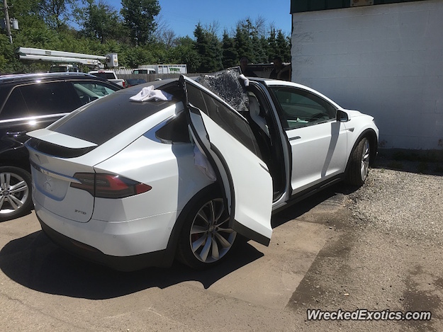 model x falcon wing doors crash photo