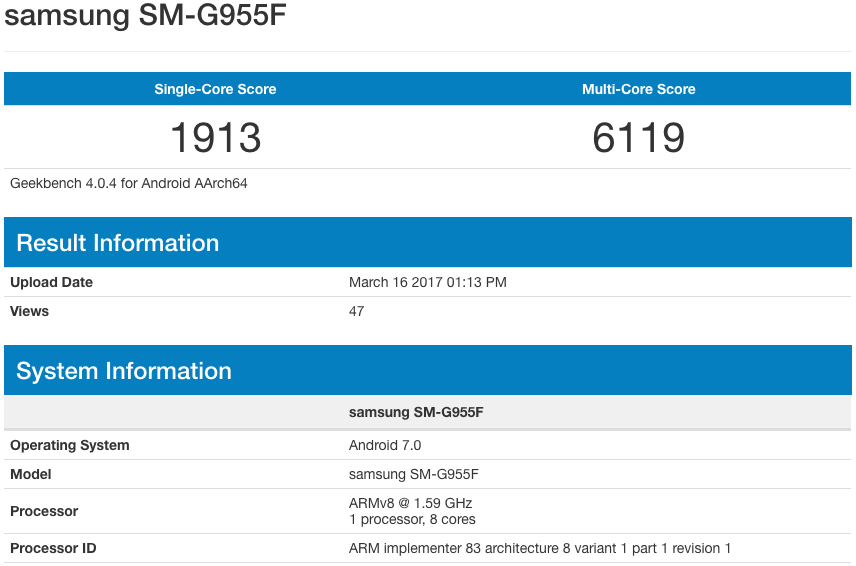 geekbench 4 samsung s8