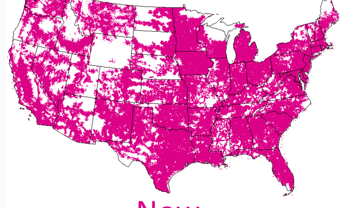 Verizon Wireless Coverage Area T-Mobile Isn't Messing Around With Making Its Network Better