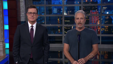 Jon Stewart on the Late Show
