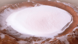 mars snow crater