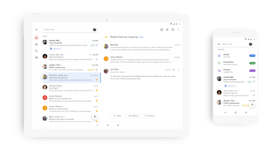 Google's Material Theme redesign is rolling out now for the Gmail app