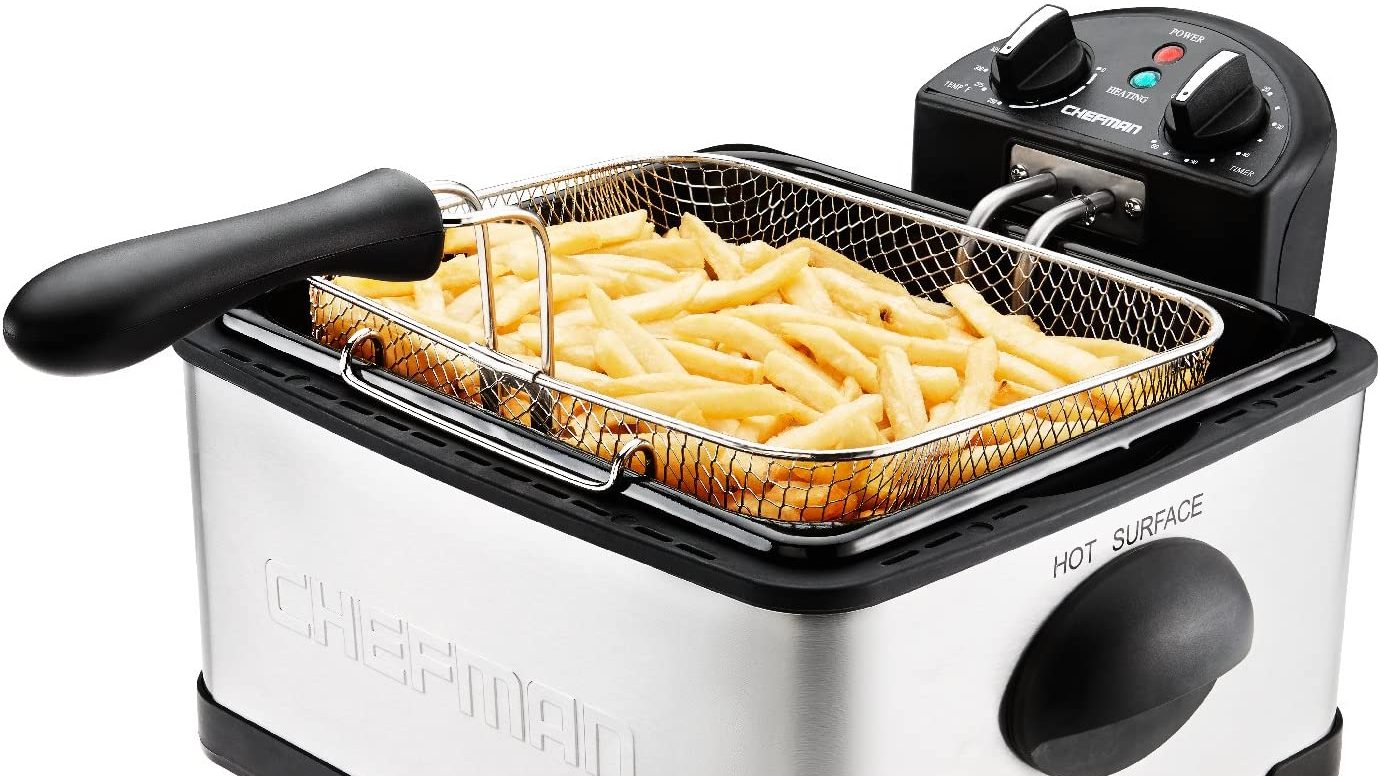 The basket of a deep fryer