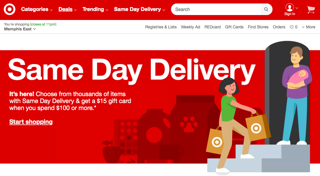 Now Offering Same Day Delivery On Over 1 Million Items For