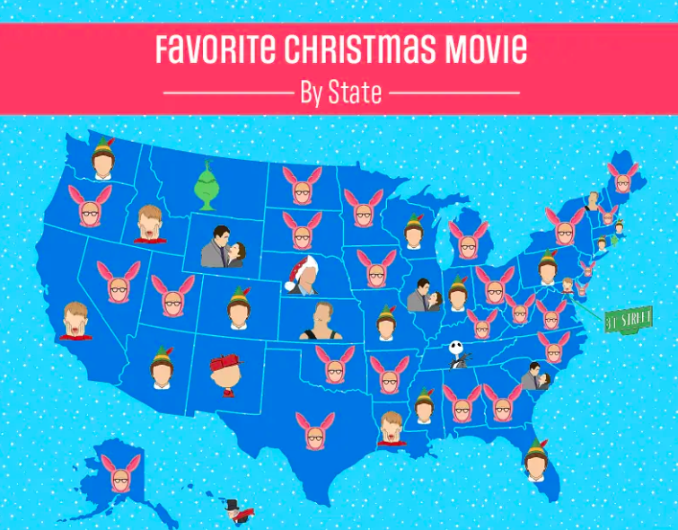 See if you agree with this list of the most popular Christmas movies, state-by-state