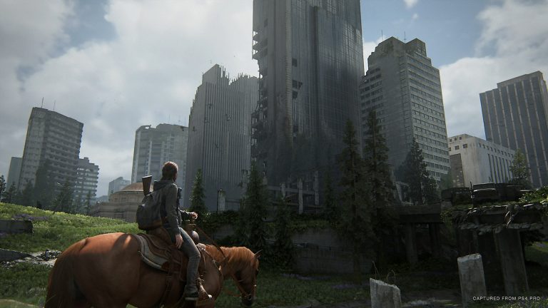 Ellie riding a horse in The Last of Us Part II.