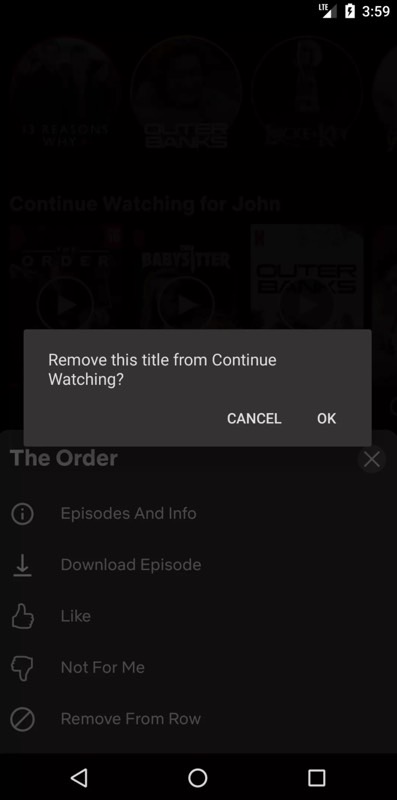 Netflix Continue Watching List