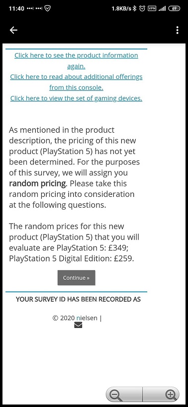 PS5 Price Nielsen Survey