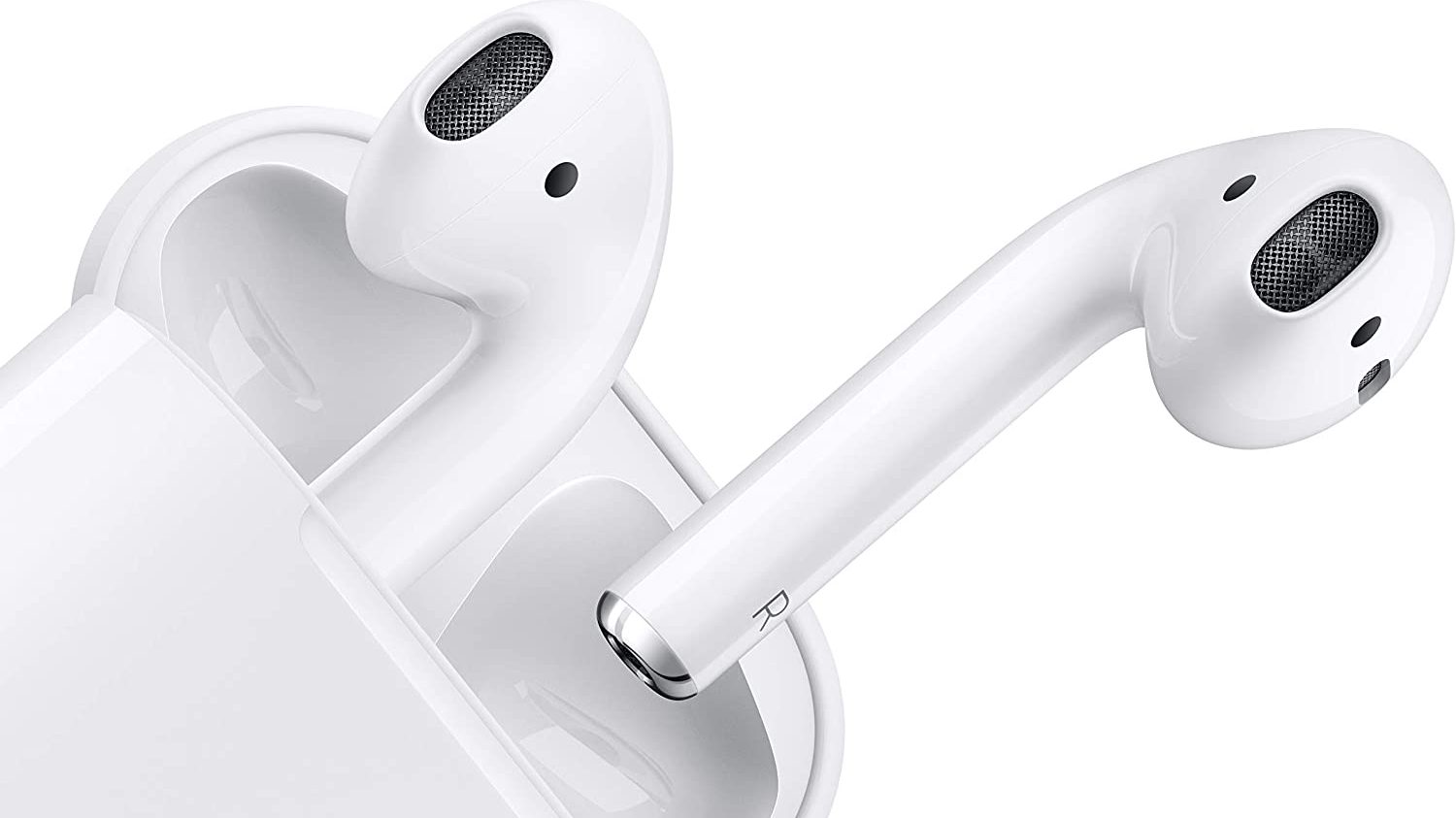 Apple AirPods 2 with a wired charging case.