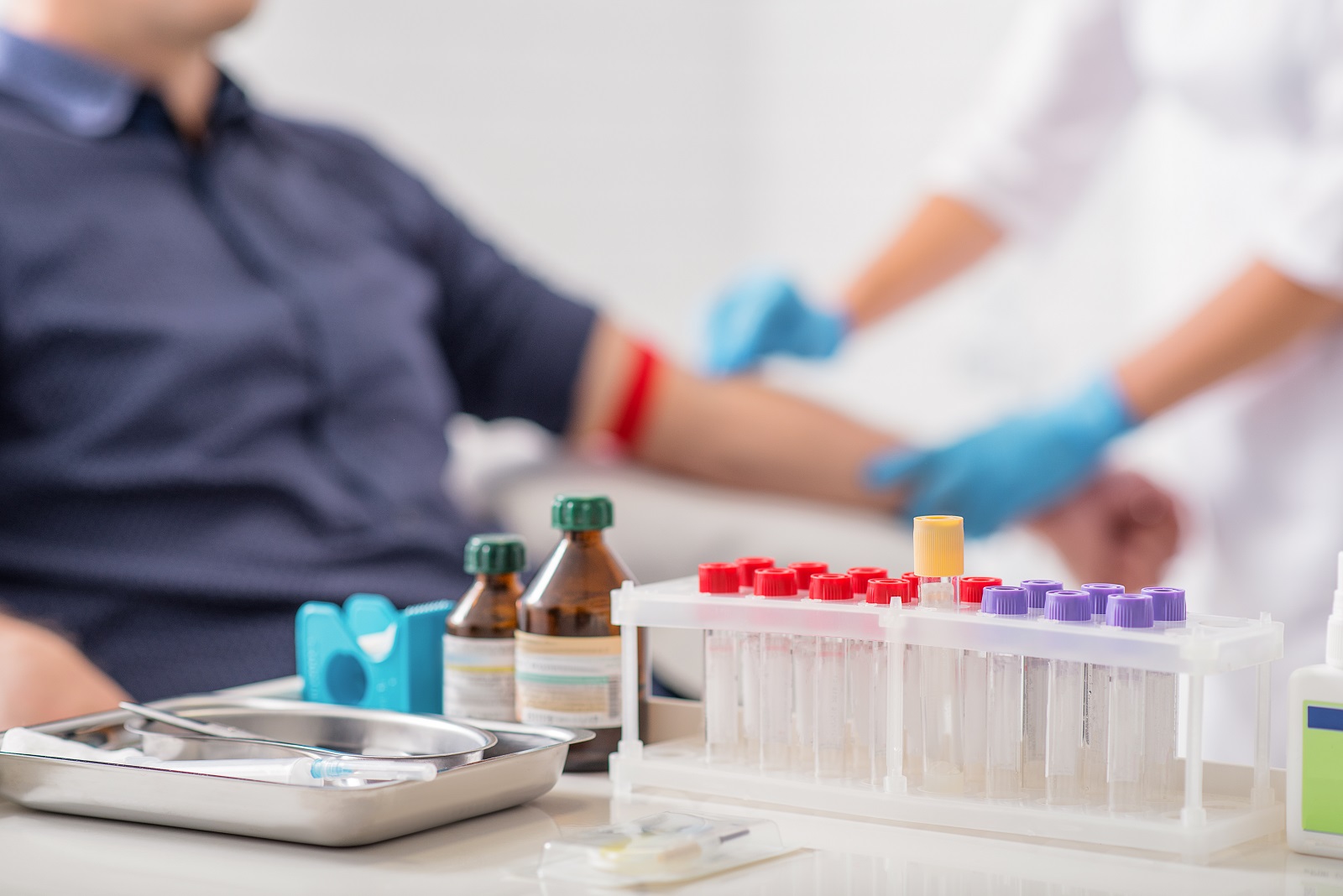 Man getting blood test preparation in clinic