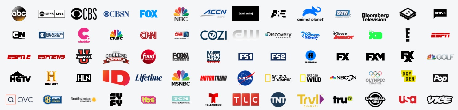 list of streaming live tv channels