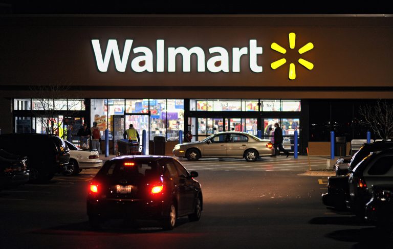 Walmart sign on the outside of a store