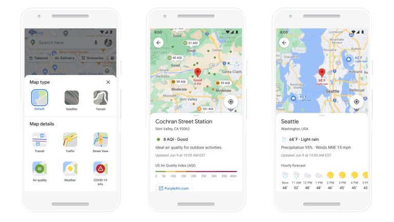 Google Maps air quality new features