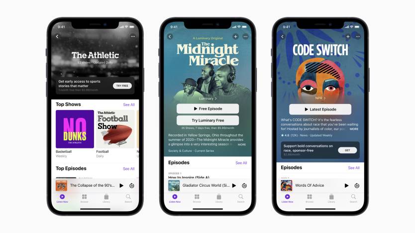 Apple Podcasts screen images