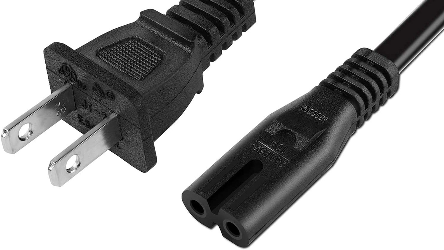 New 10ft Non-Polarized Replacement Power Cord, Works With Game Consoles,  Cable Boxes, Printers