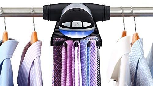 Rotation operates with batteries and LED Lights Primode Motorized Tie Rack