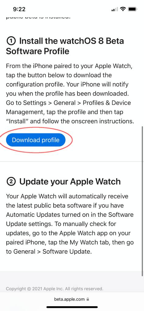 Installing watchOS 8 3