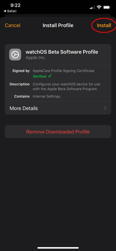 Installing watchOS 8 4