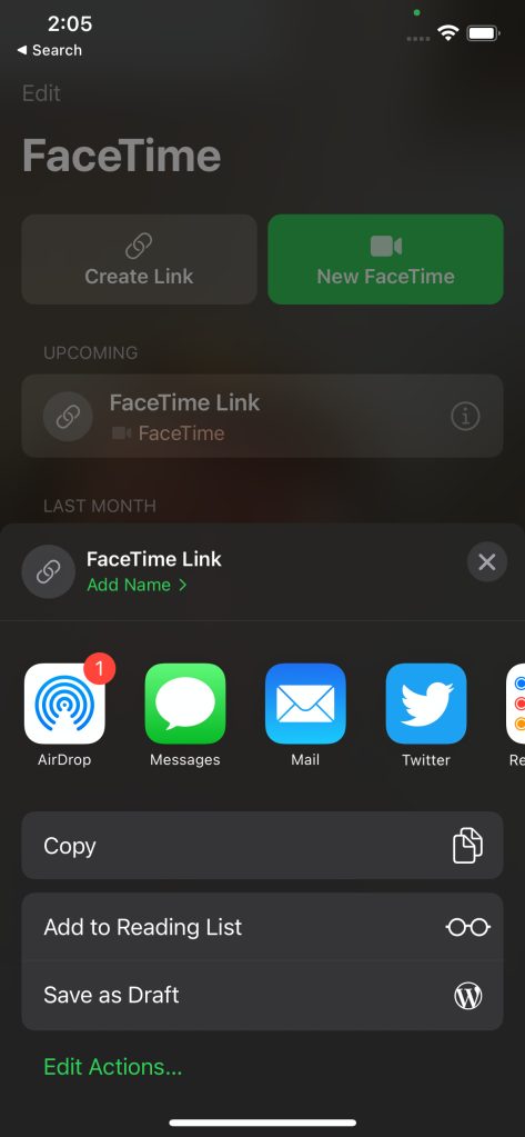 iOS 15 FaceTime Link