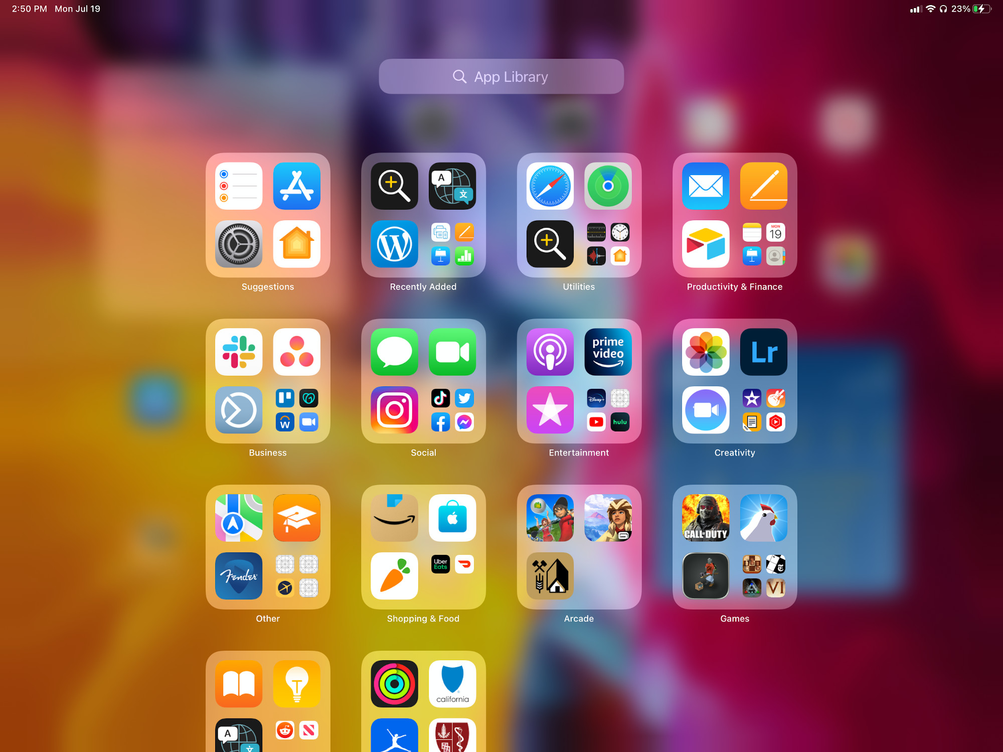 Bibliothèque d’applications Apple iPadOS 15