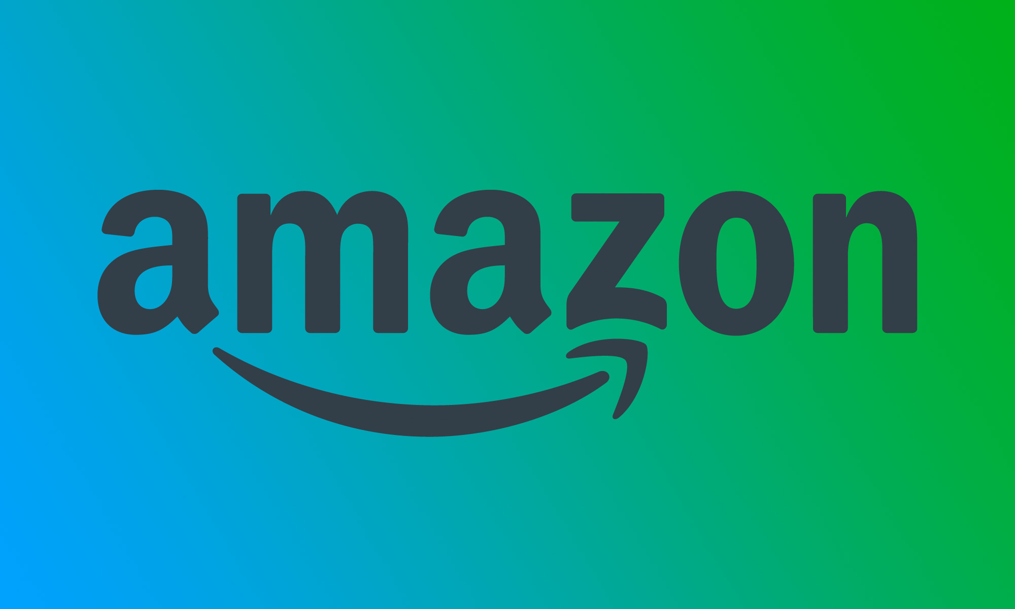 Amazon logo with a colorful background