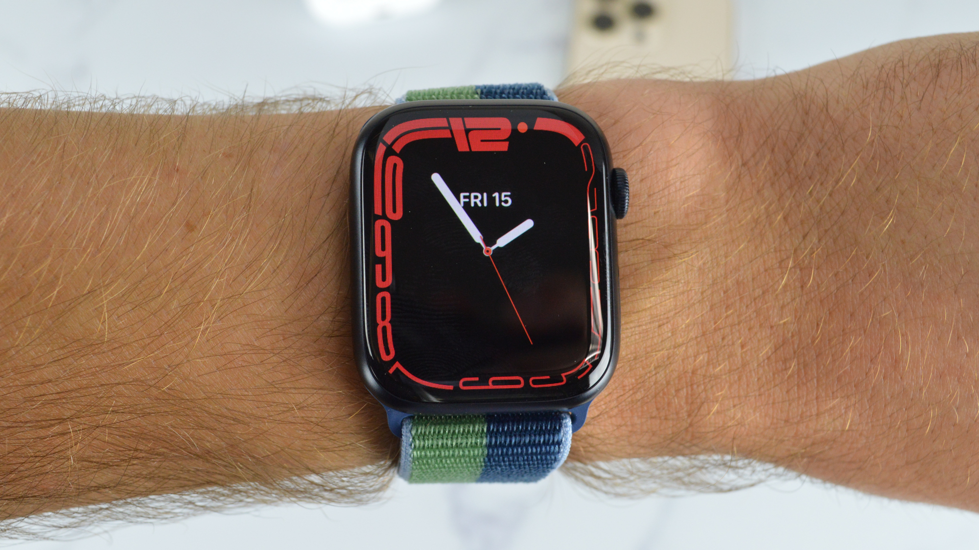 Apple Watch Series 7 being worn on a wrist