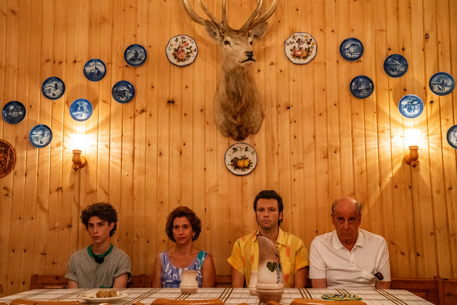 family seated at table