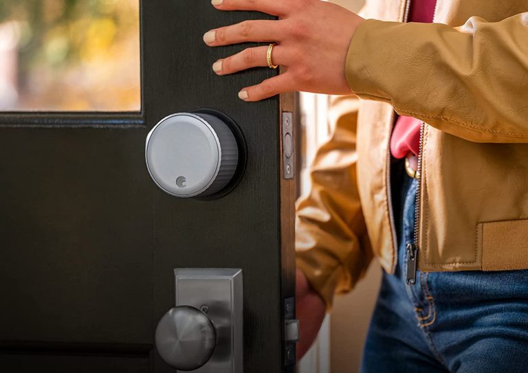 A door shown with the August Wi-Fi Smart Lock (4th-Generation) installed