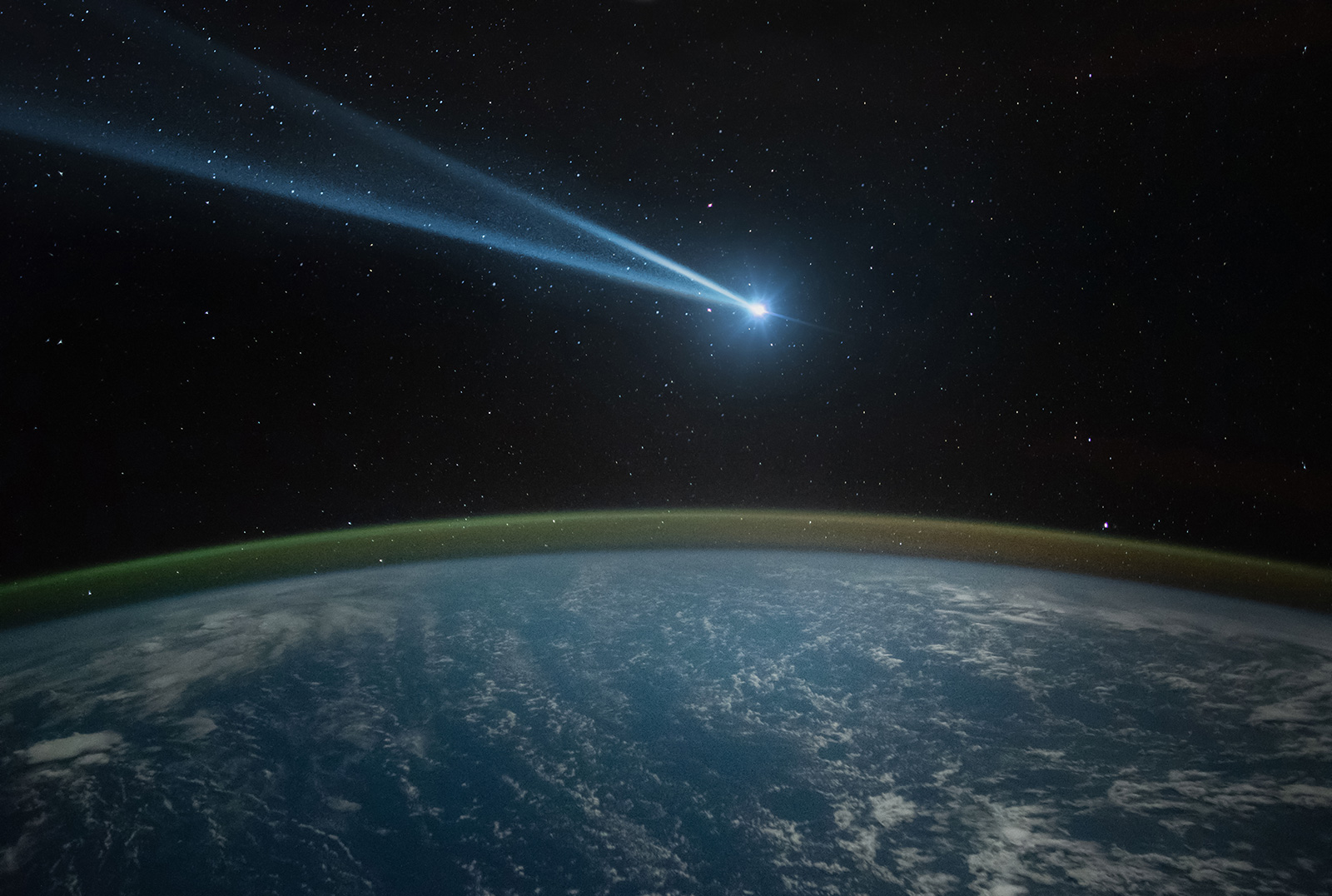 Comet, asteroid, meteorite flying to the planet Earth