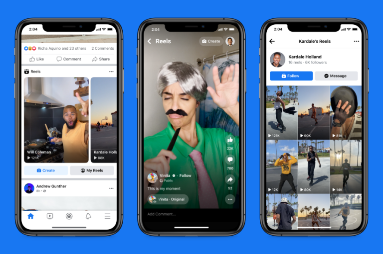 Facebook Reels feature in the app