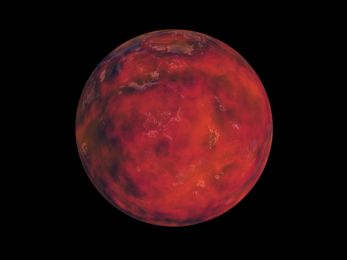 Red planet in space on a black background