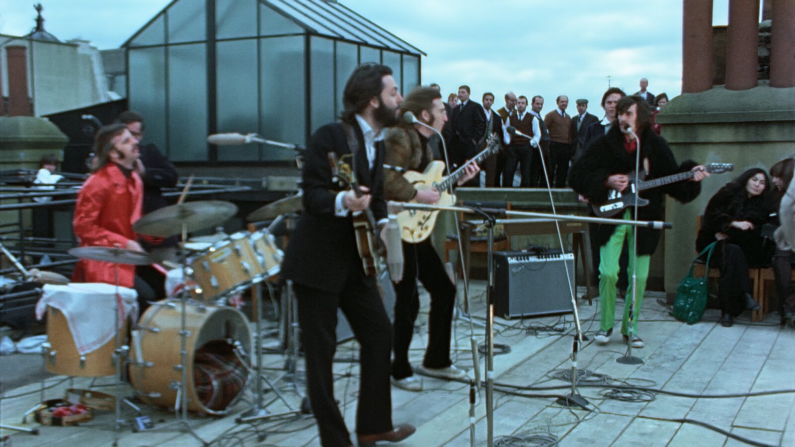 the beatles shown at rooftop concert