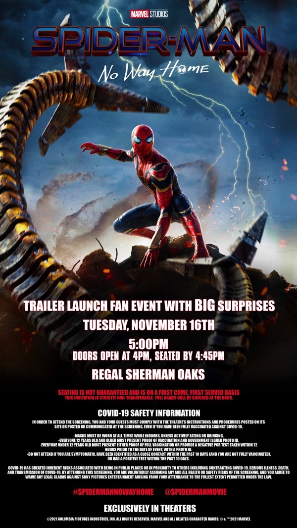 The invitation for Spider-Man: No Way Home trailer 2.