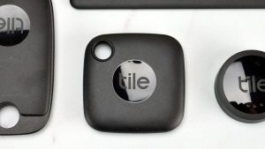 The Tile Mate Bluetooth tracker next to other Tile models