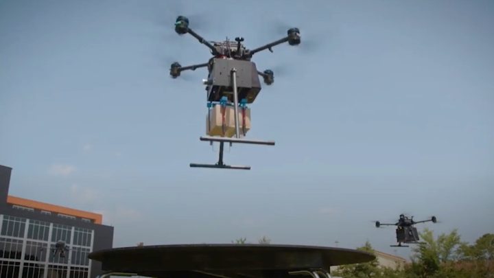DroneUp drones taking off for deliveries