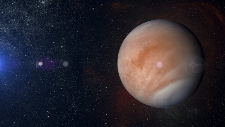 Planet Sonnensystem Nebel Hintergrund 3D-Rendering