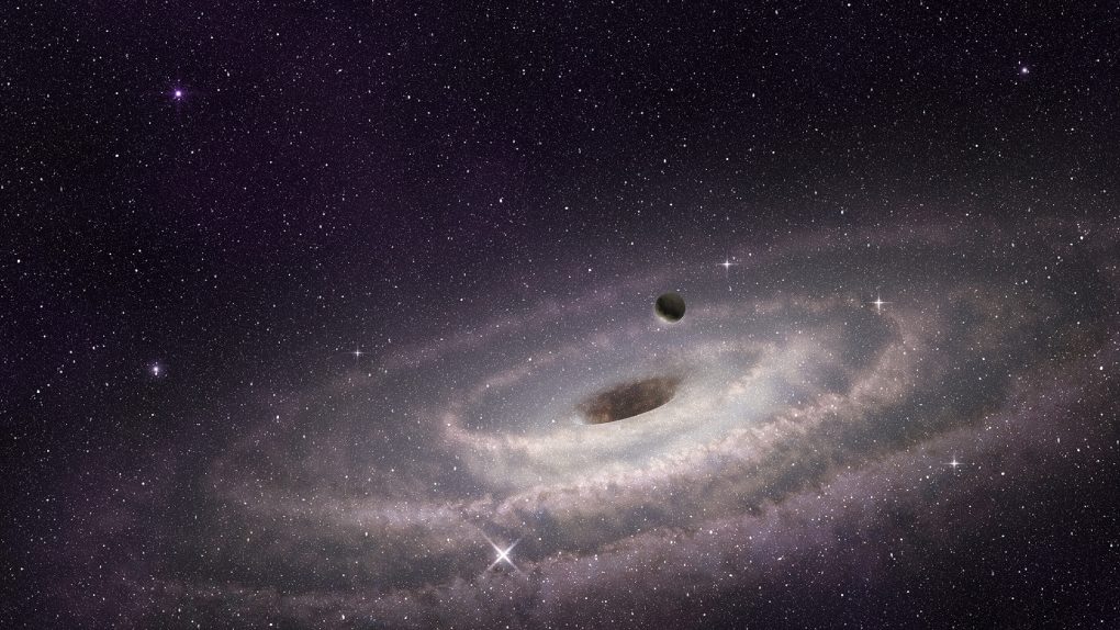Supermassive black hole at spiral galaxy center