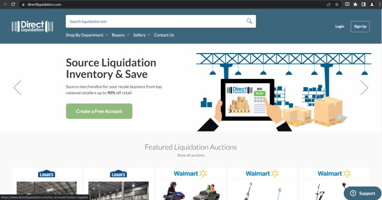 Direct liquidation home page, Amazon unclaimed packages