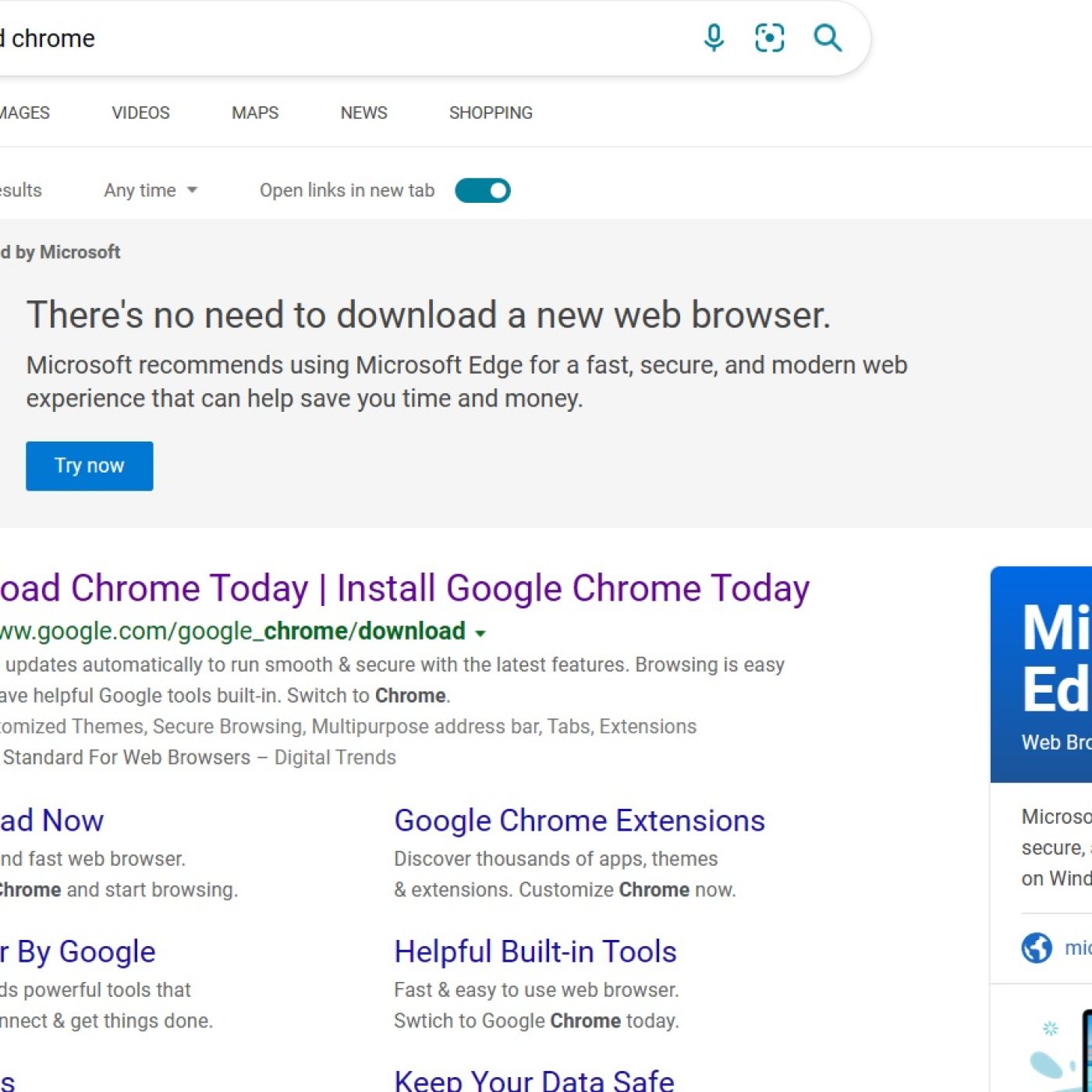 Microsoft Edge has a new poll that pops up when you download Google Chrome